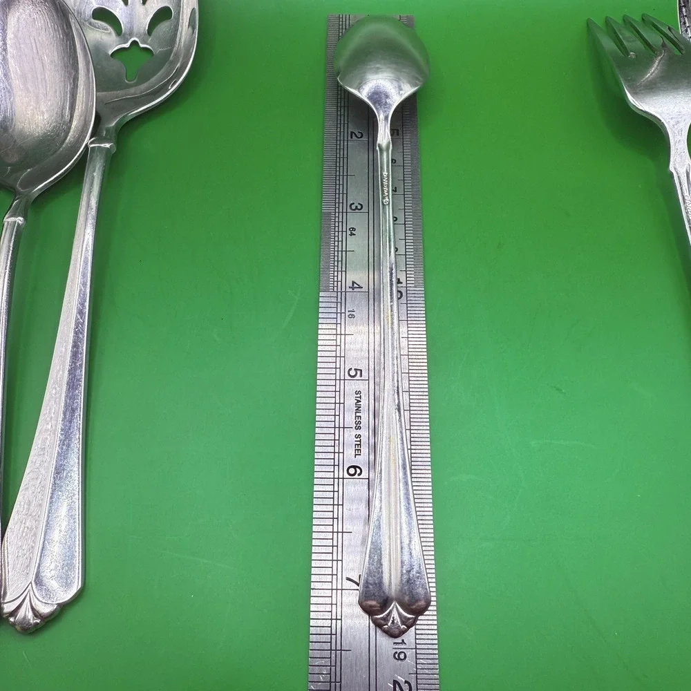 Oneida Juilliard Cube Set 5 Serving Forks Spoons Stainless Flatware Replacement
